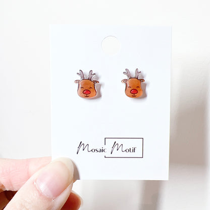 Xmas Christmas stud earrings - Deer head