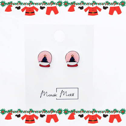 Xmas Christmas snow globe earrings - Xmas tree