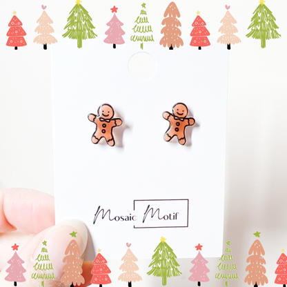 Xmas Christmas stud earrings - Gingerbread man