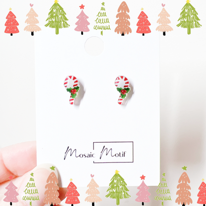 Xmas Christmas stud earrings - Candy Cane