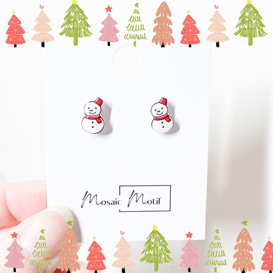 Xmas stud - Snowman (Red hat)
