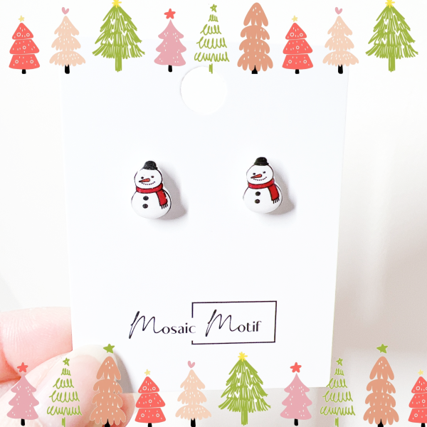 Xmas stud - Snowman (Black hat)