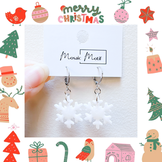 Xmas Christmas snowflake earrings - dangle earrings
