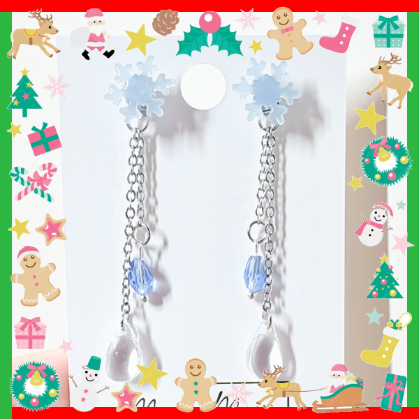Xmas Christmas snowflake - 2in1 dangle earrings