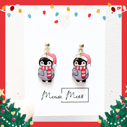 Xmas Christmas dangle earrings - Penguin