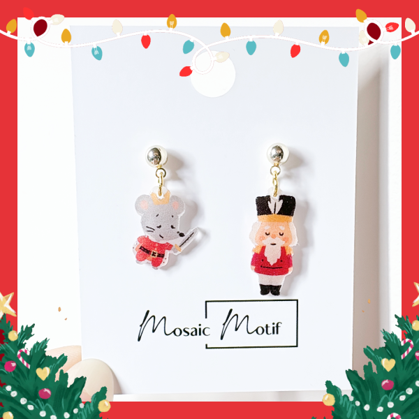 Xmas Christmas dangle earrings - Nutcracker