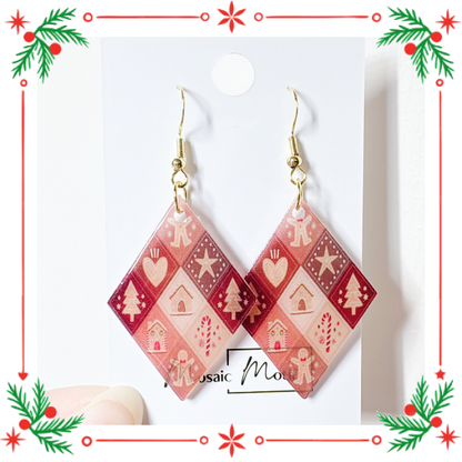 Xmas Christmas argyle earrings - Brown