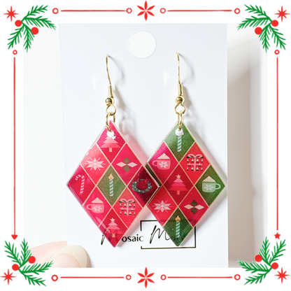 Xmas Christmas argyle earrings - Festival