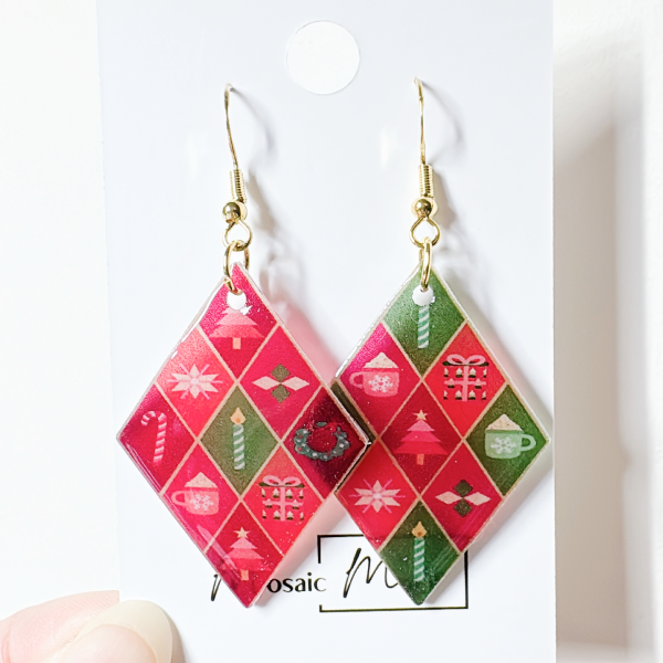 Xmas Christmas argyle earrings - Festival