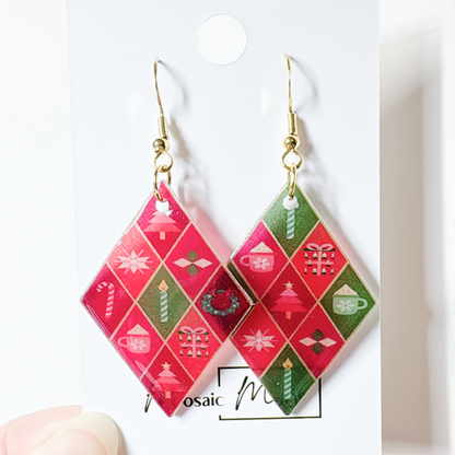 Xmas Christmas argyle earrings - Festival