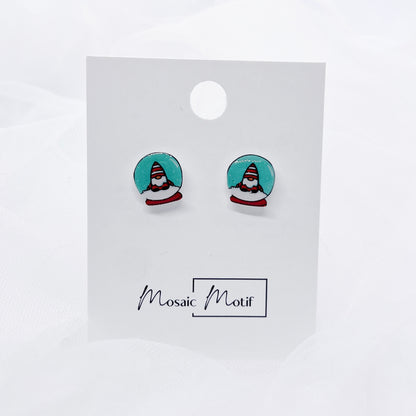 Xmas Christmas snow globe earrings - Gnome