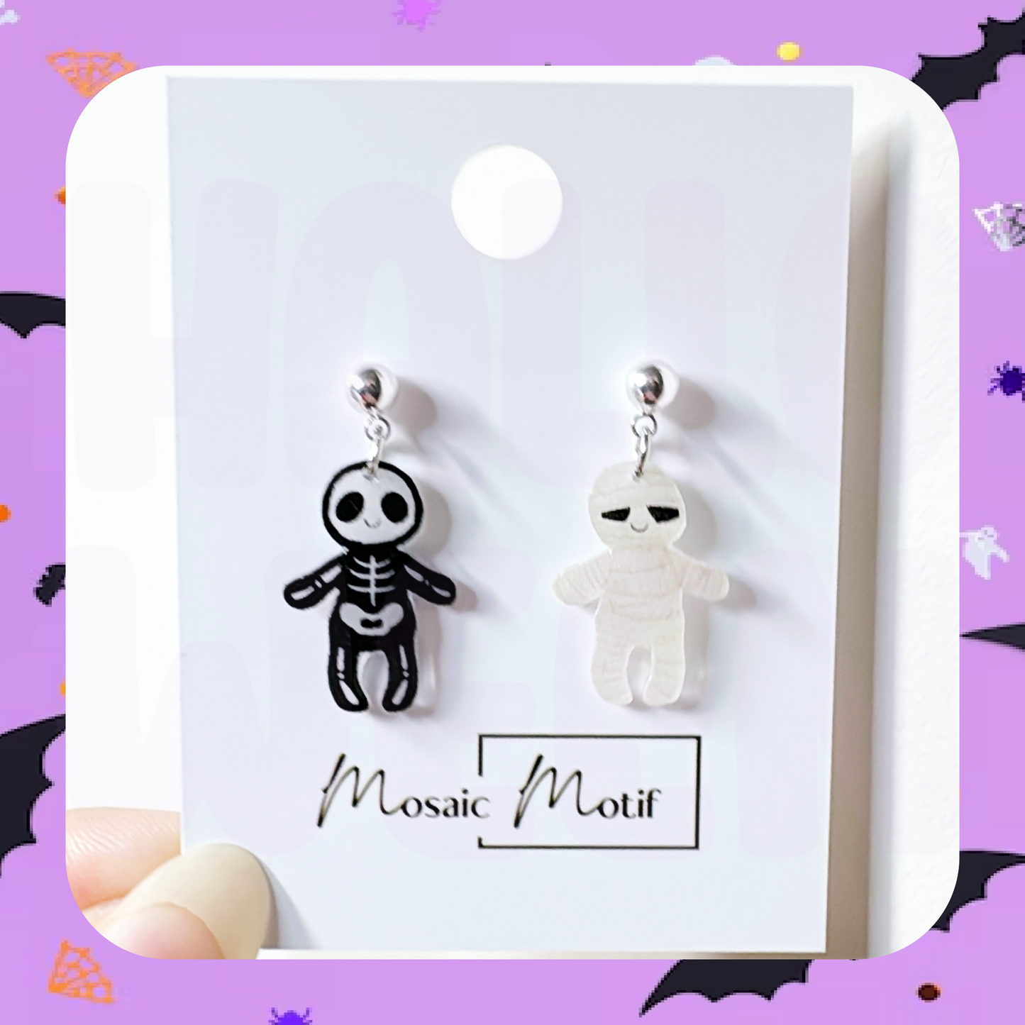 Halloween hoop earrings - Mummy Skeleton