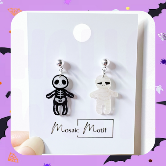 Halloween hoop earrings - Mummy Skeleton