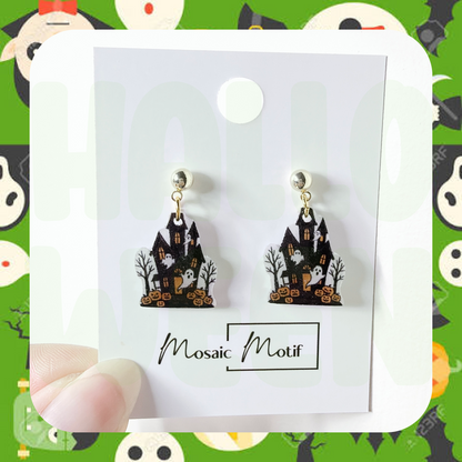 Halloween dangle earrings - Haunted House