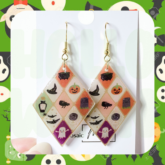 Halloween dangle earrings - Halloween Argyle
