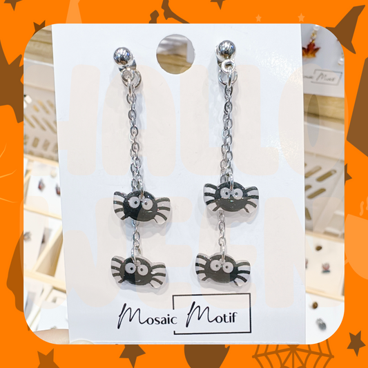 Halloween 2in1 double dangle earrings (pumpkin, bat, spider)