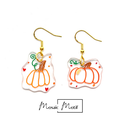 Halloween dangle earrings - Pumpkin doodle