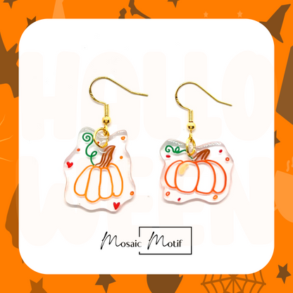 Halloween dangle earrings - Pumpkin doodle
