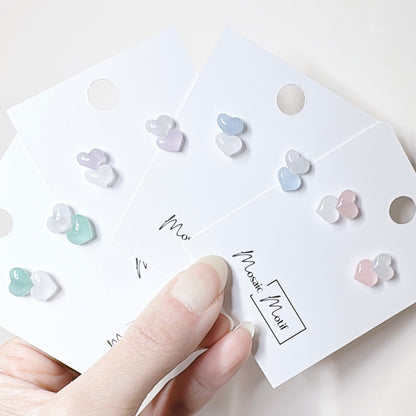 Heart double stud earrings (multi colours)