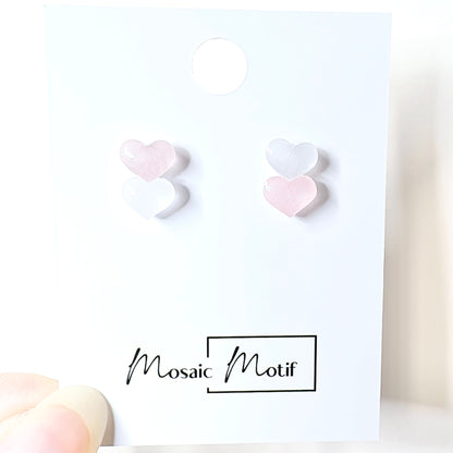 Heart double stud earrings (multi colours)