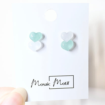 Heart double stud earrings (multi colours)