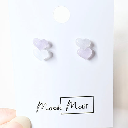 Heart double stud earrings (multi colours)