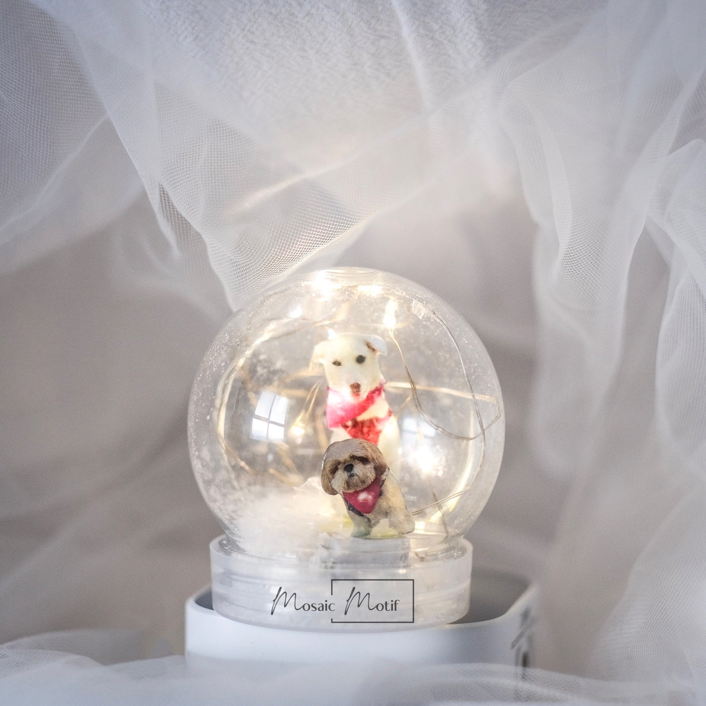 (🐾) Custom Pet Portrait LED Snow Globe (email to inquire)