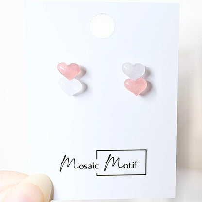 Heart double stud earrings (multi colours)