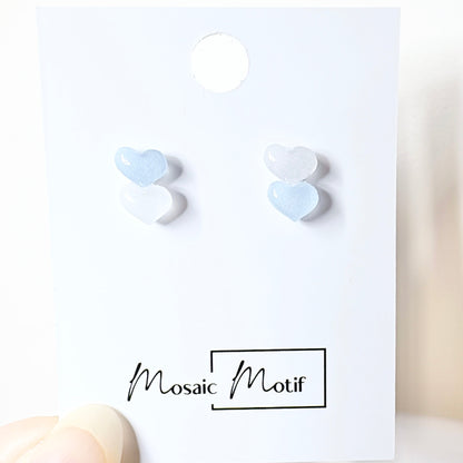 Heart double stud earrings (multi colours)