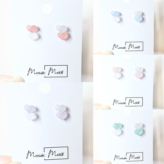 Valentine - double heart stud earrings (multi colours)