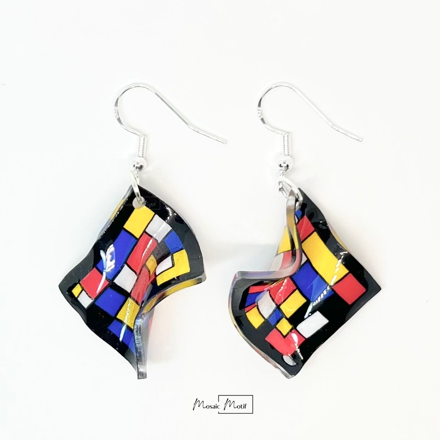 (💠Made to order) Handkerchief earrings - Mondrian Geometric