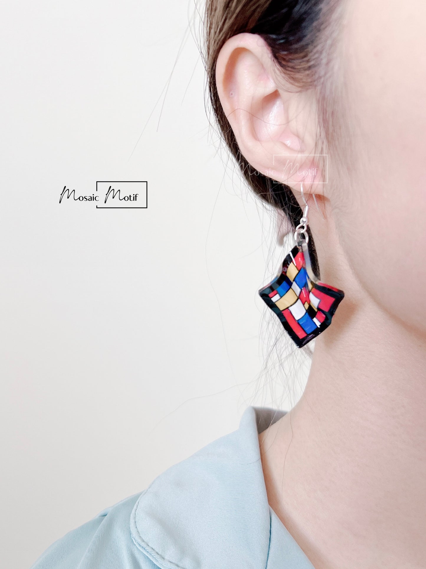 (💠Made to order) Handkerchief earrings - Mondrian Geometric