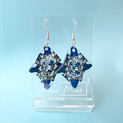 Handkerchief earrings - Geometric Vintage Vibe Pattern (Made to order)