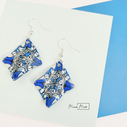 Handkerchief earrings - Geometric Vintage Vibe Pattern (Made to order)
