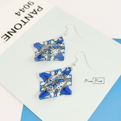 Handkerchief earrings - Geometric Vintage Vibe Pattern (Made to order)