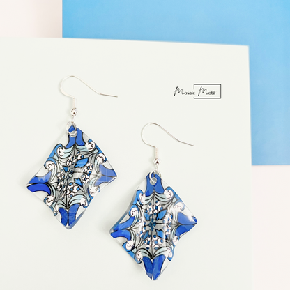 Handkerchief earrings - Geometric Vintage Vibe Pattern (Made to order)