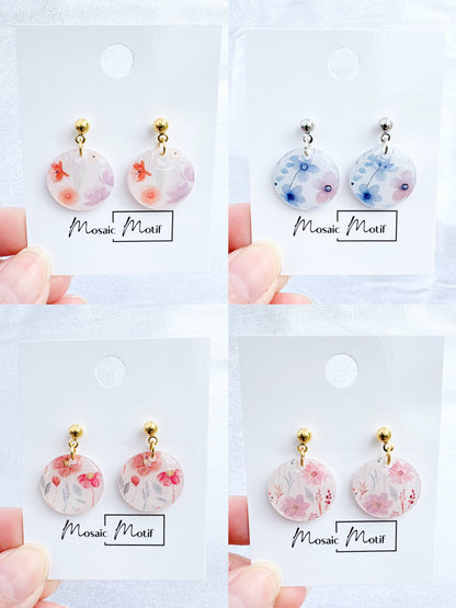 Floral stone dangle earrings (multiple colours)