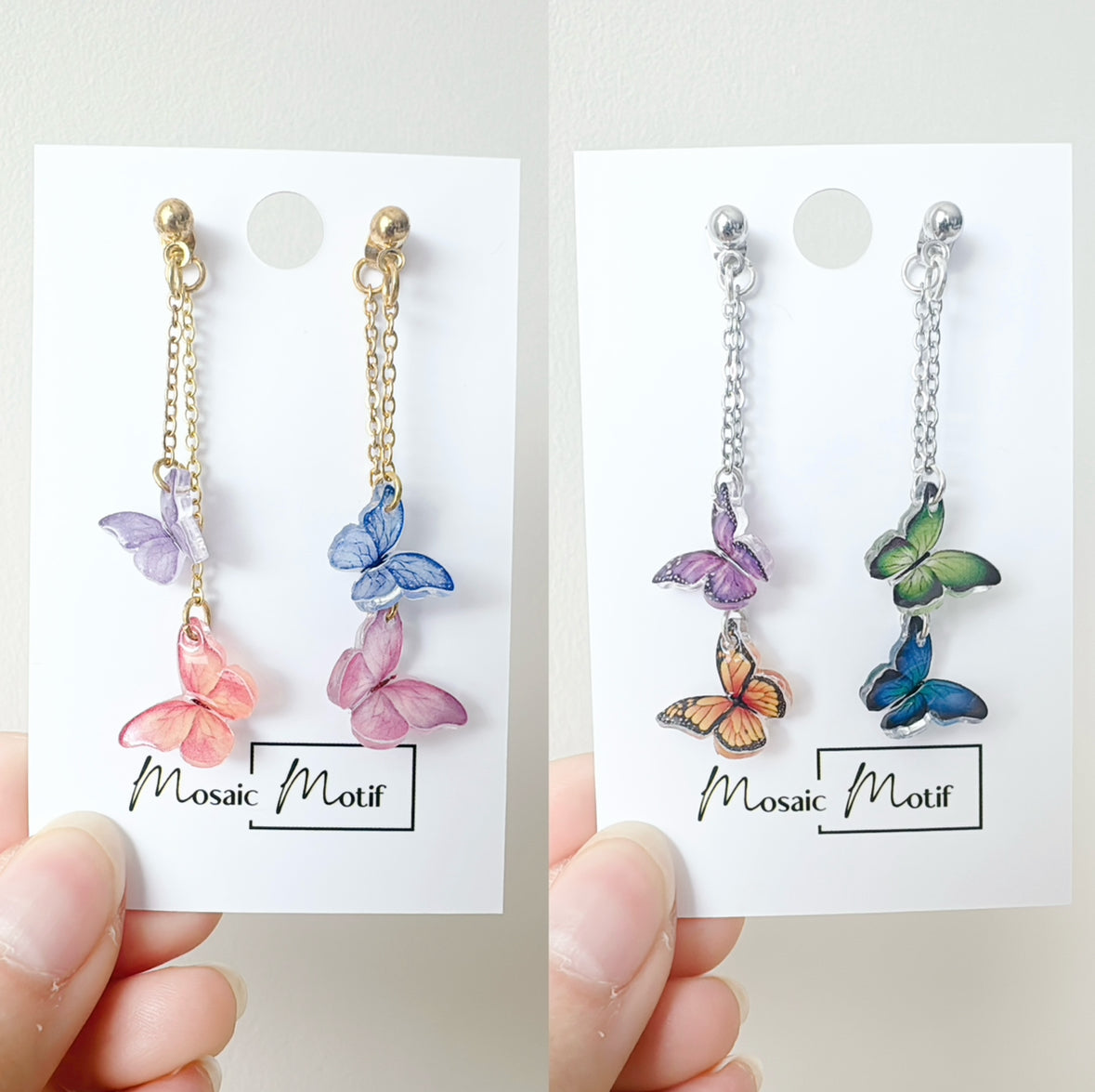 Butterfly double earrings (random combination)