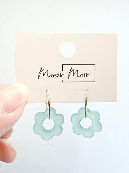 Floral mini hoop earrings (multiple colours)