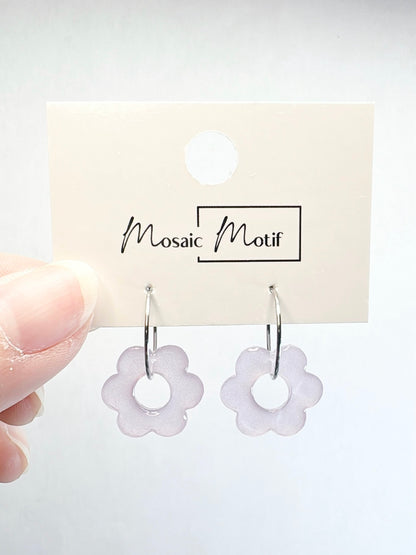 Floral mini hoop earrings (multiple colours)