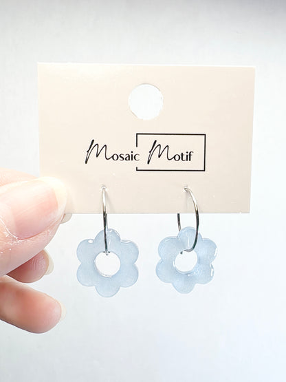 Floral mini hoop earrings (multiple colours)