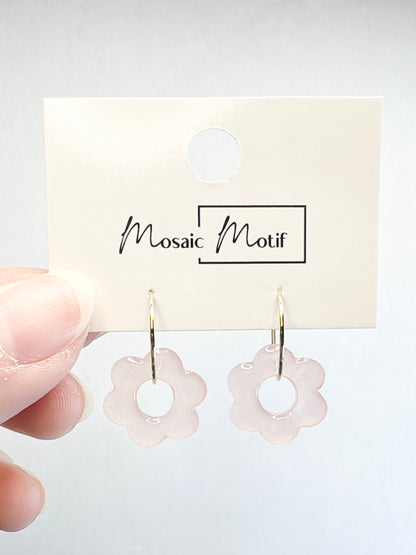 Floral mini hoop earrings (multiple colours)