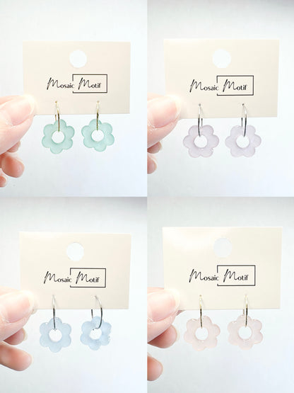 Floral mini hoop earrings (multiple colours)