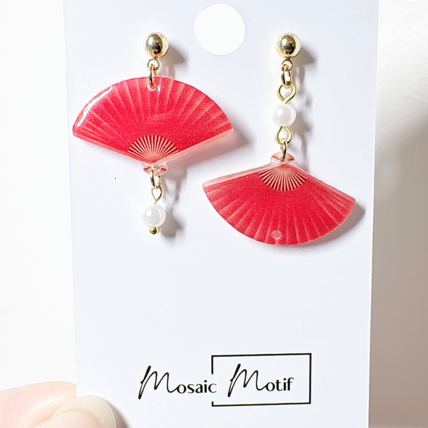 CNY - Chinese fan dangle earrings