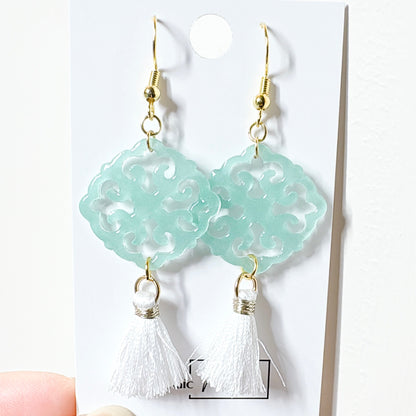 CNY - Tile Jade dangle earrings