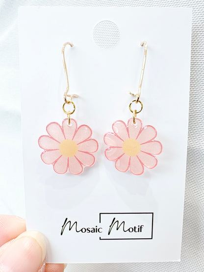 Floral Daisy hoop earrings (multiple colours)