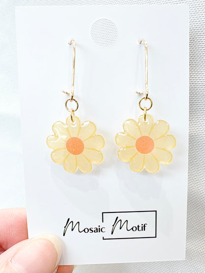 Floral Daisy hoop earrings (multiple colours)