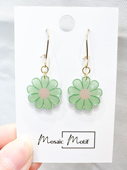 Floral Daisy hoop earrings (multiple colours)