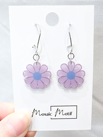 Floral Daisy hoop earrings (multiple colours)
