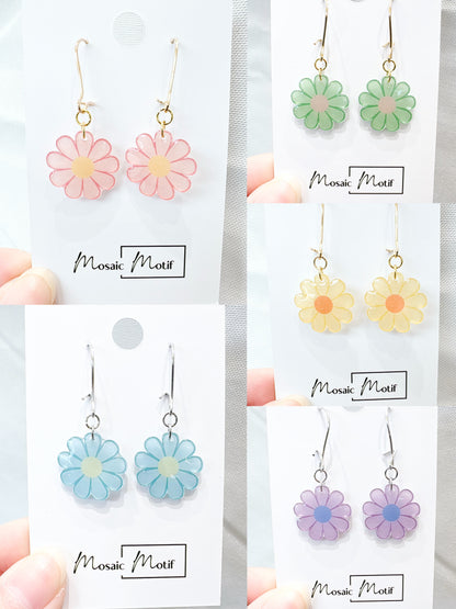 Floral Daisy hoop earrings (multiple colours)